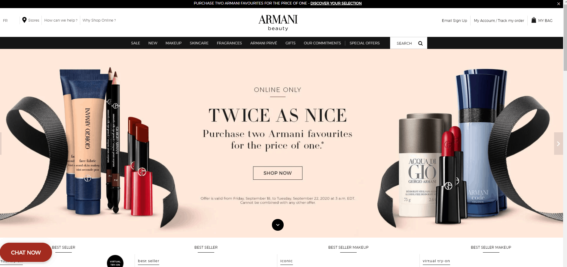 Giorgio Armani优惠码2024 阿玛尼加拿大精选彩妆香水买1送1满$65送3件礼包